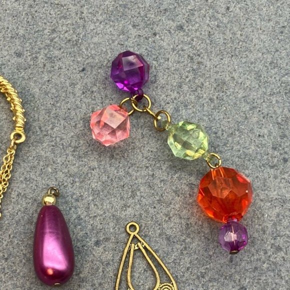 Pendant Charm Dangle Lot Pink Purple Silver Gold DIY Craft Repurpose Upcycle - Picture 7 of 12